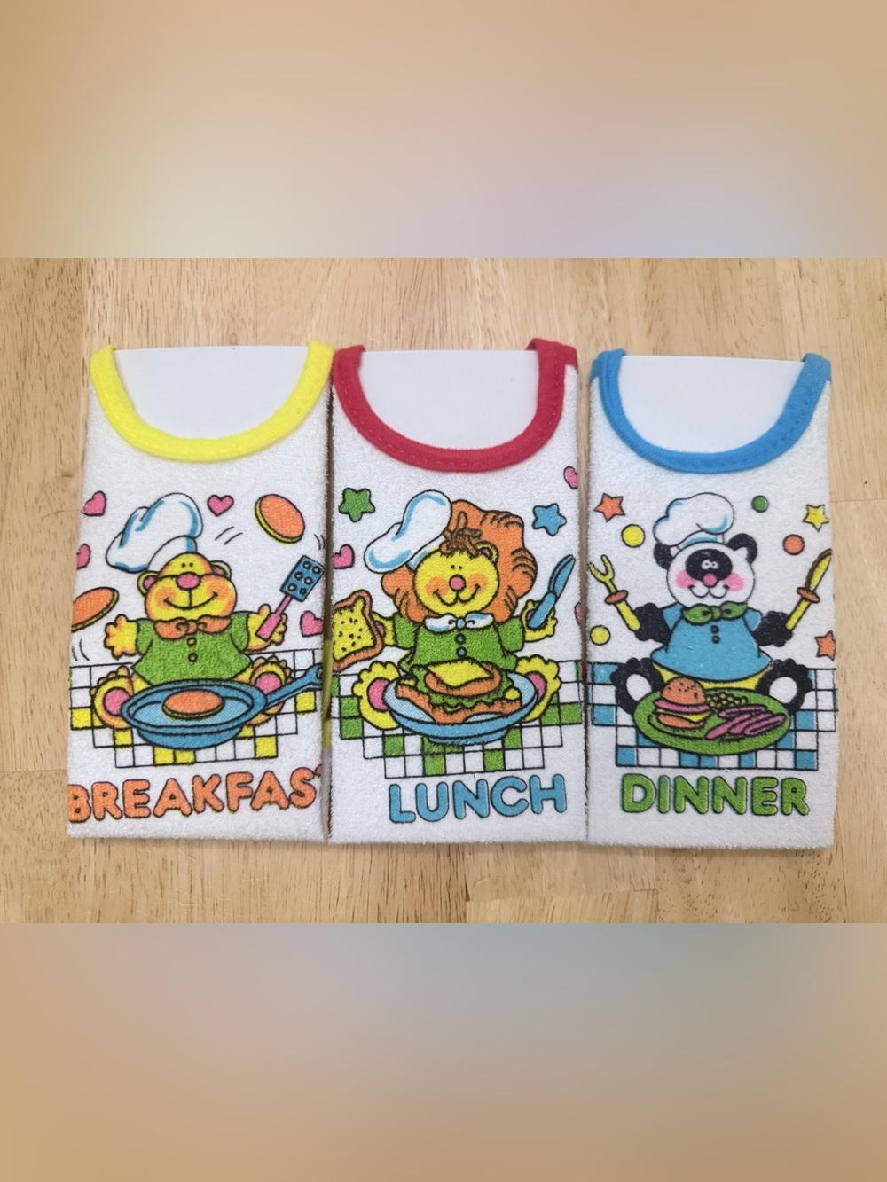 Vintage Playskool Breakfast Lunch Dinner Bob Set Retro Animals Infant Baby Neon